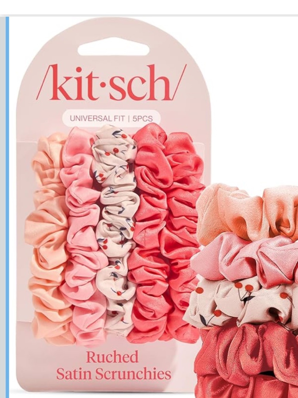 Kitsch TikTok, viral,  satin scrunchies cherry blossom 5 pieces NWT